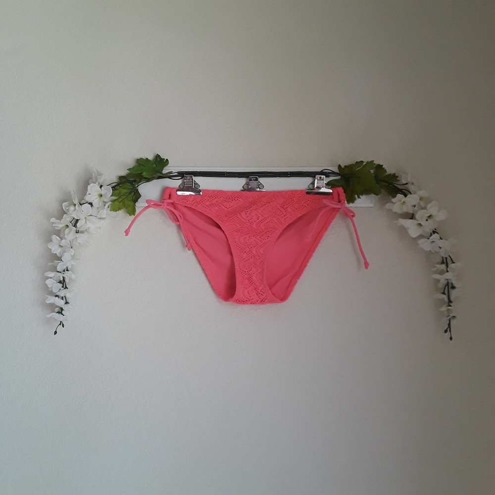 Aerie sz:M Neon Pink Lace Tie-Sides Swim Bottoms